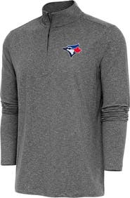 ANTIGUA Men's Antigua  Heather Black Toronto Blue Jays Hunk Quarter-Zip Pullover Top