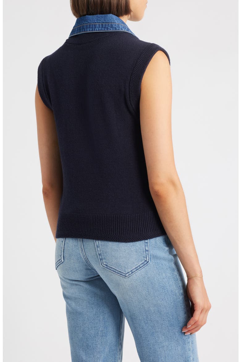 Mixed Media Sweater Vest, Alternate, color, NAVY/ BLUE