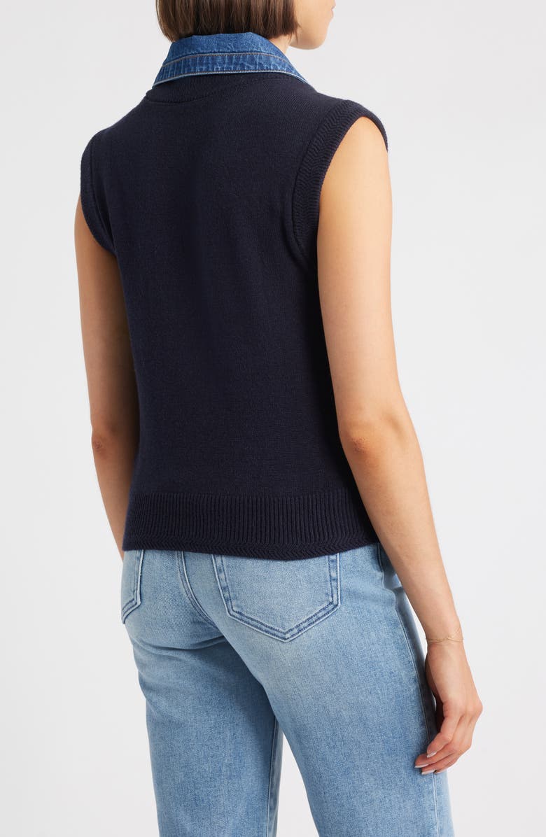 Wit & Wisdom Mixed Media Sweater Vest, Alternate, color, Navy/ Blue