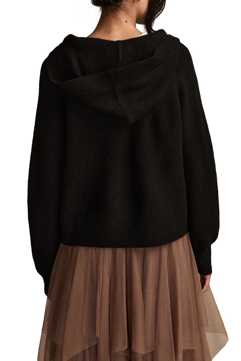 Cloud Soft V-Neck Sweater Hoodie, Alternate, color, DARK BLACK