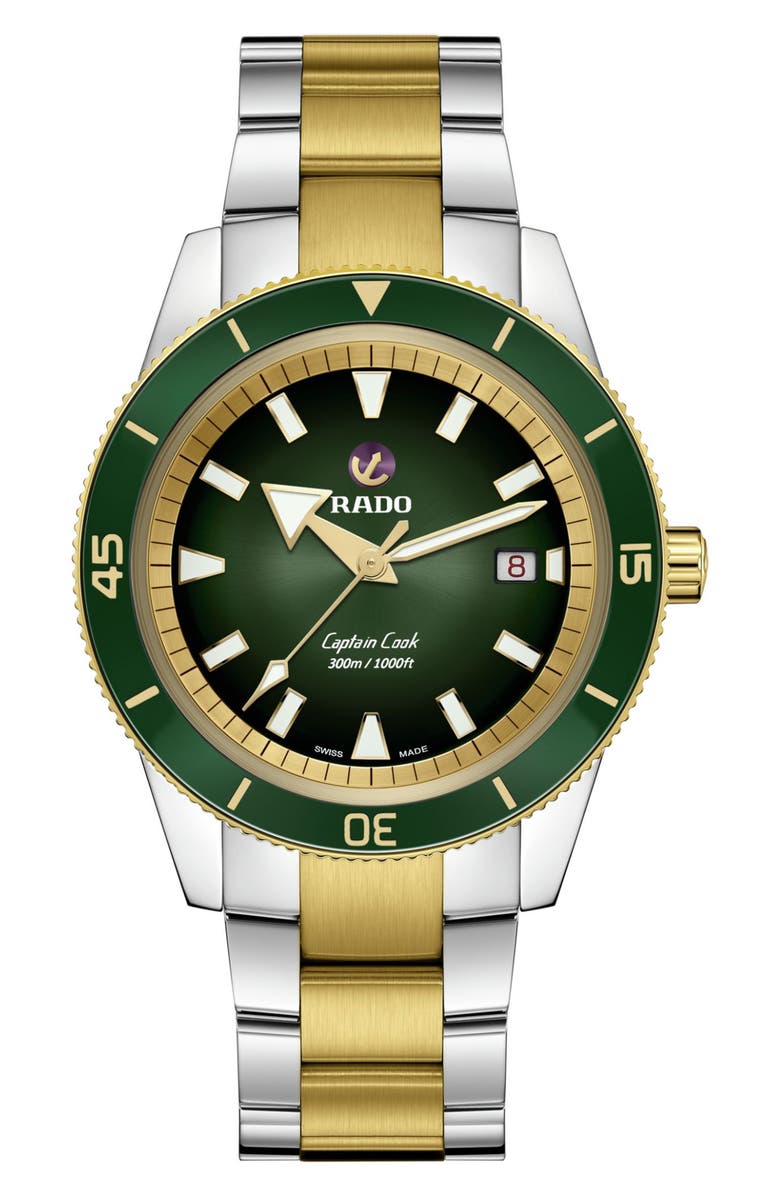 RADO Captain Cook Automatic Bracelet Watch, 42mm, Main, color, Green