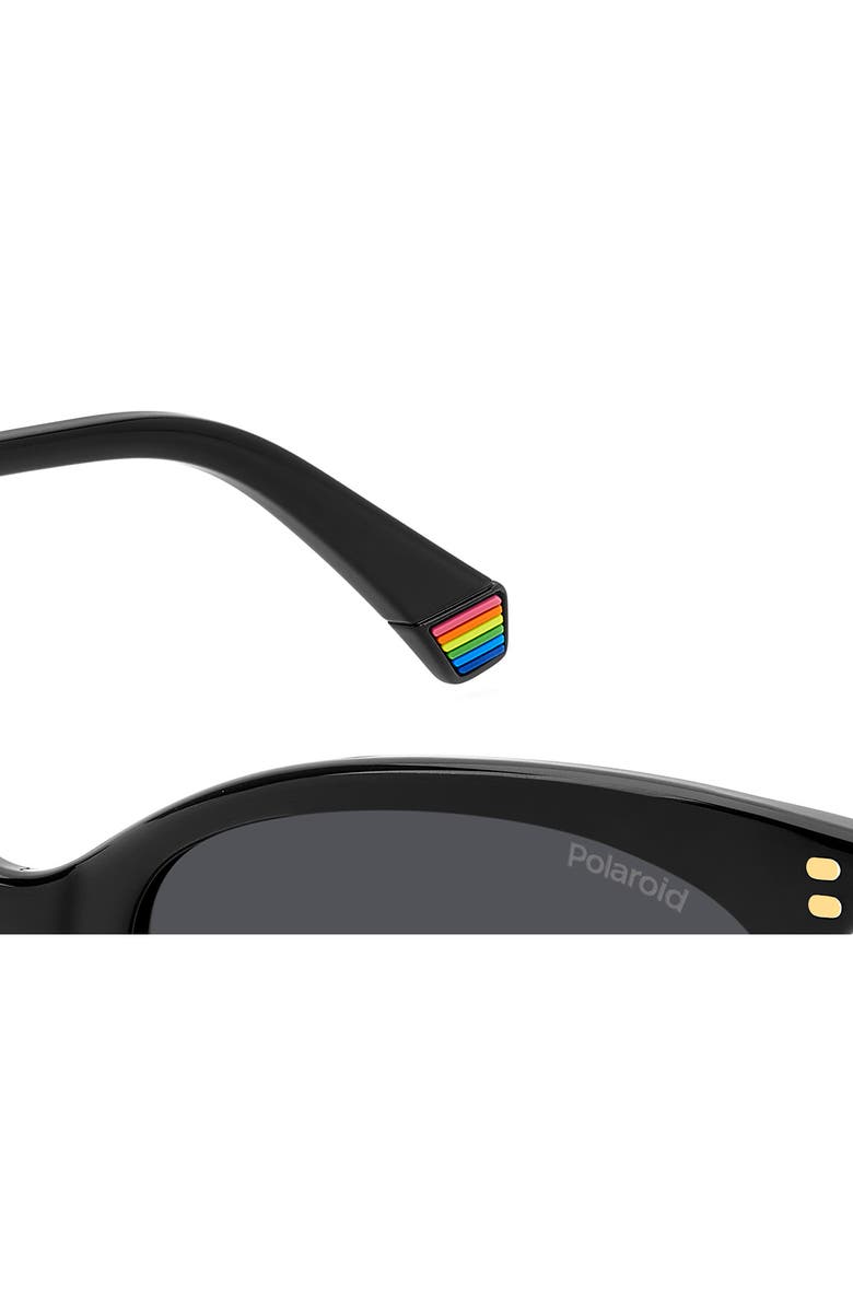 Polaroid 55mm Polarized Cat Eye Sunglasses, Alternate, color, Black/ Grey Polar