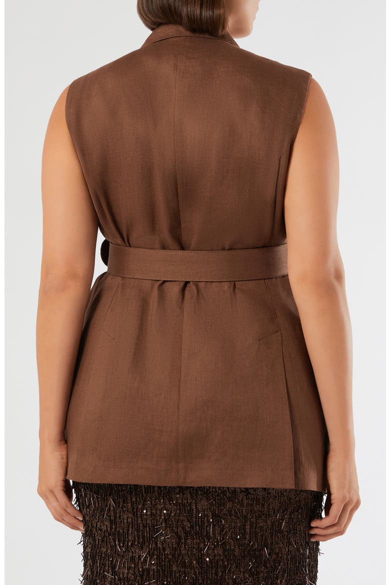 Orli Belted Linen Vest, Alternate, color, COCOA