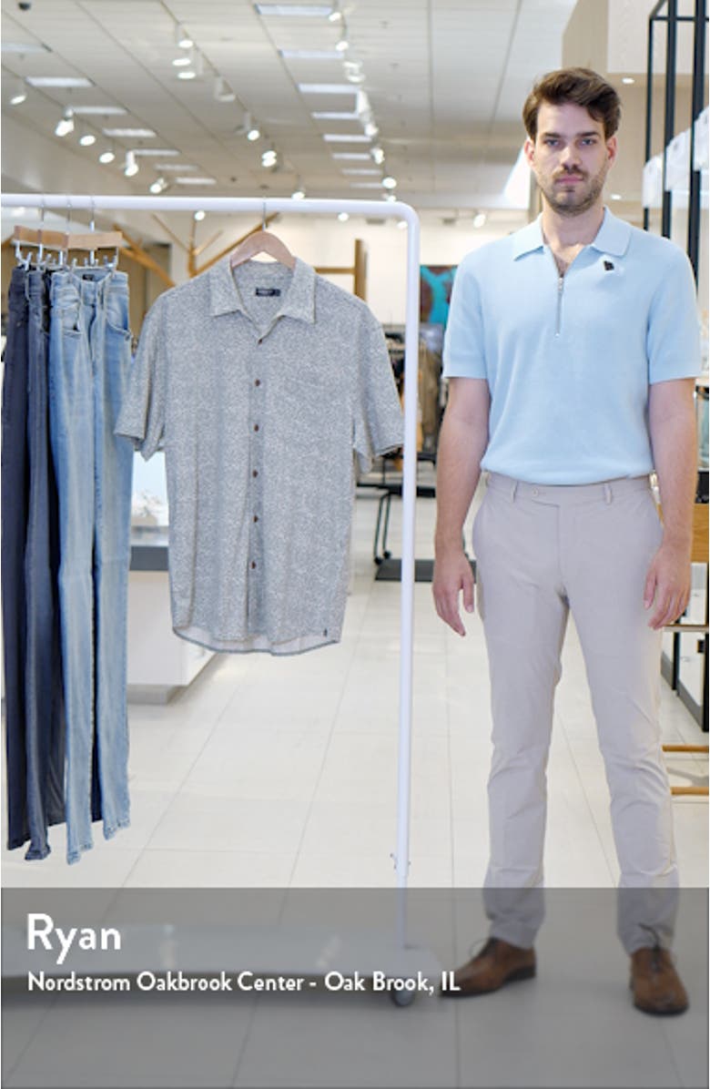 Print Short Sleeve Cotton Button-Up Shirt, sales video thumbnail