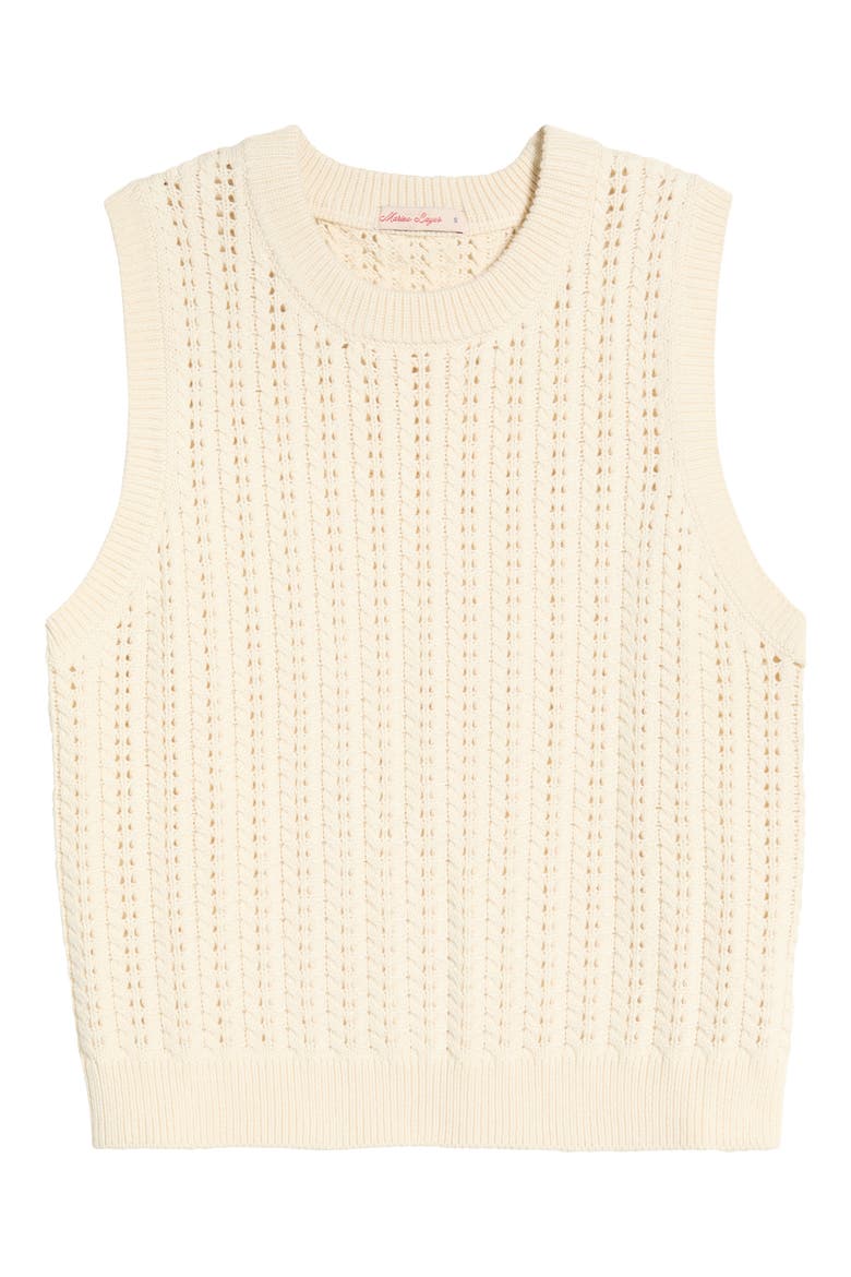 Mina Cotton Pointelle Sweater Tank, Alternate, color, CREAM