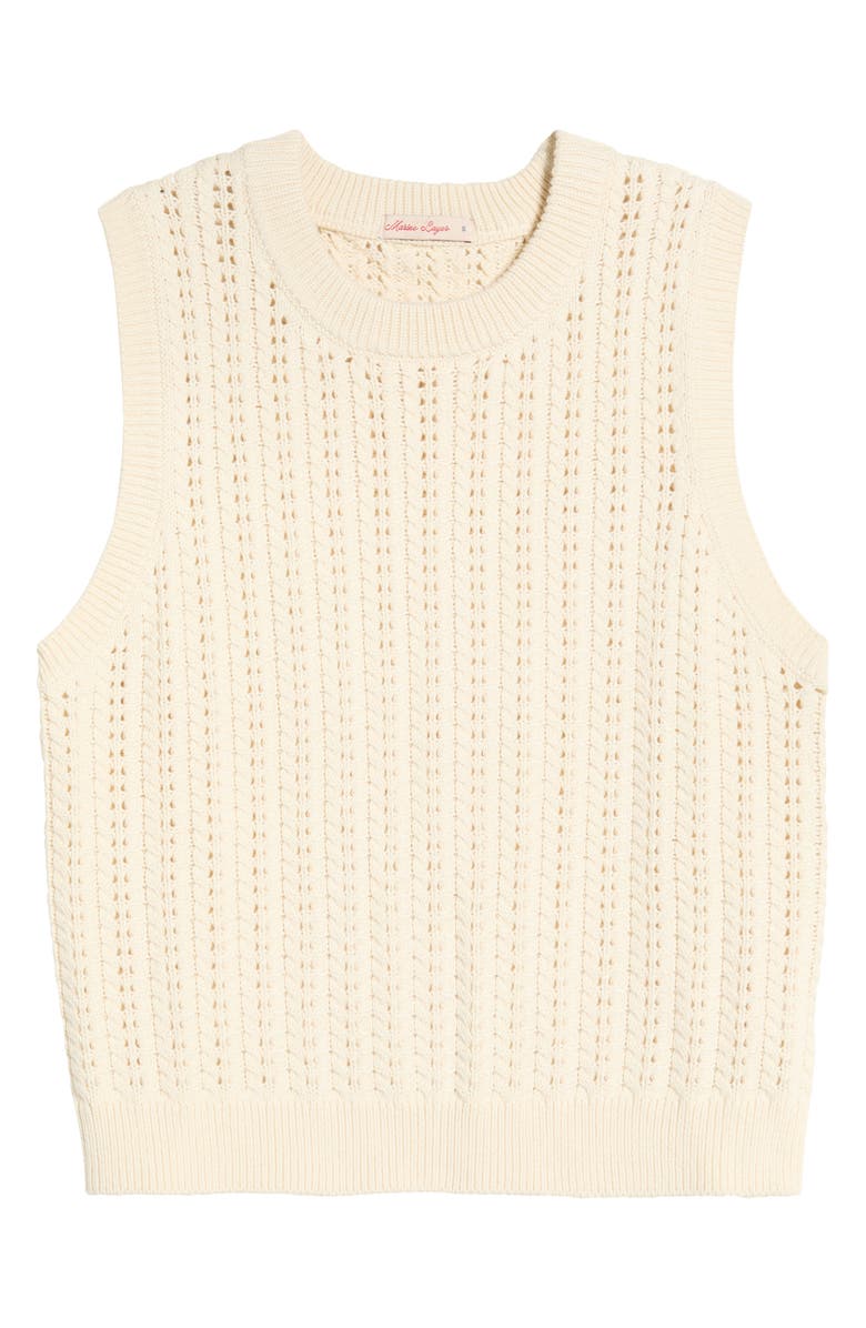 Marine Layer Mina Cotton Pointelle Sweater Tank, Alternate, color, Cream
