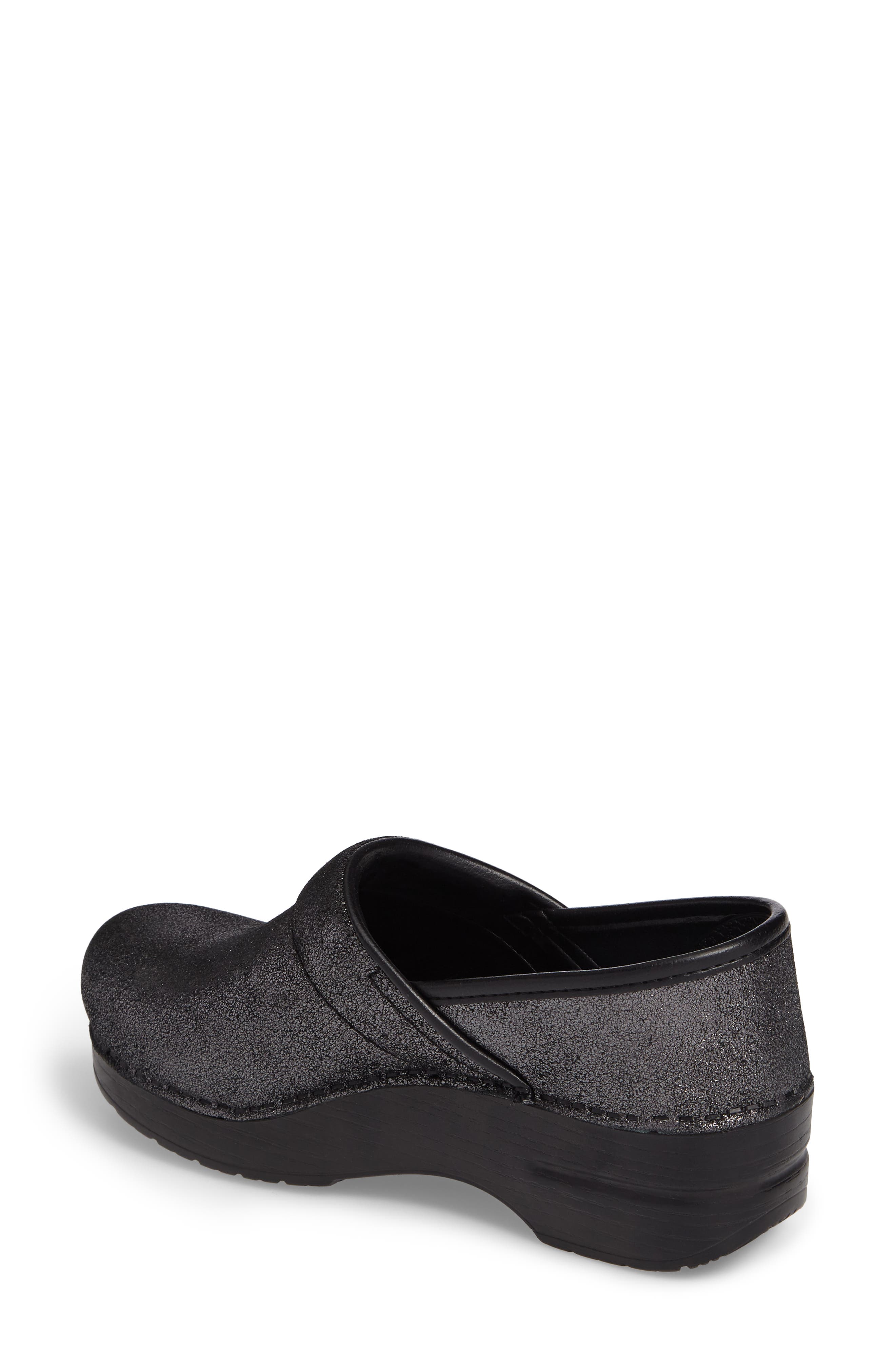 Distressed Professional Clog, Alternate, color, BLACK METALLIC SUEDE