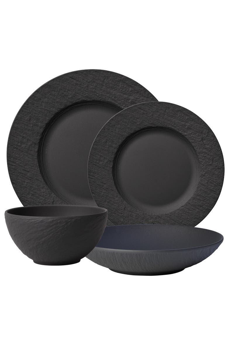 Villeroy & Boch Manufacture Rock 4 Piece Plate Set, Alternate, color, Black