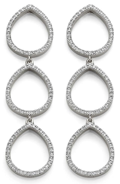 Naida Teardrop Diamond Linear Drop Cocktail Earrings