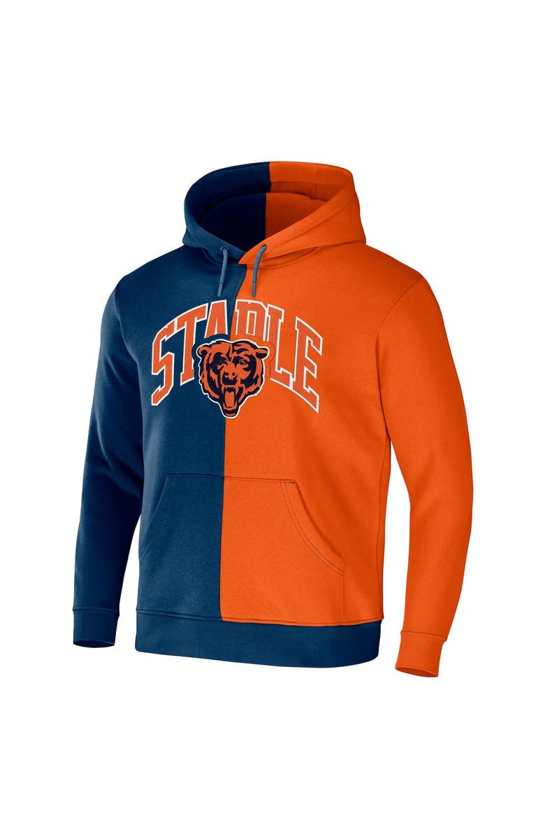 STAPLE Men's NFL x Staple Orange Chicago Bears Split Logo Pullover Hoodie, Alternate, color, 