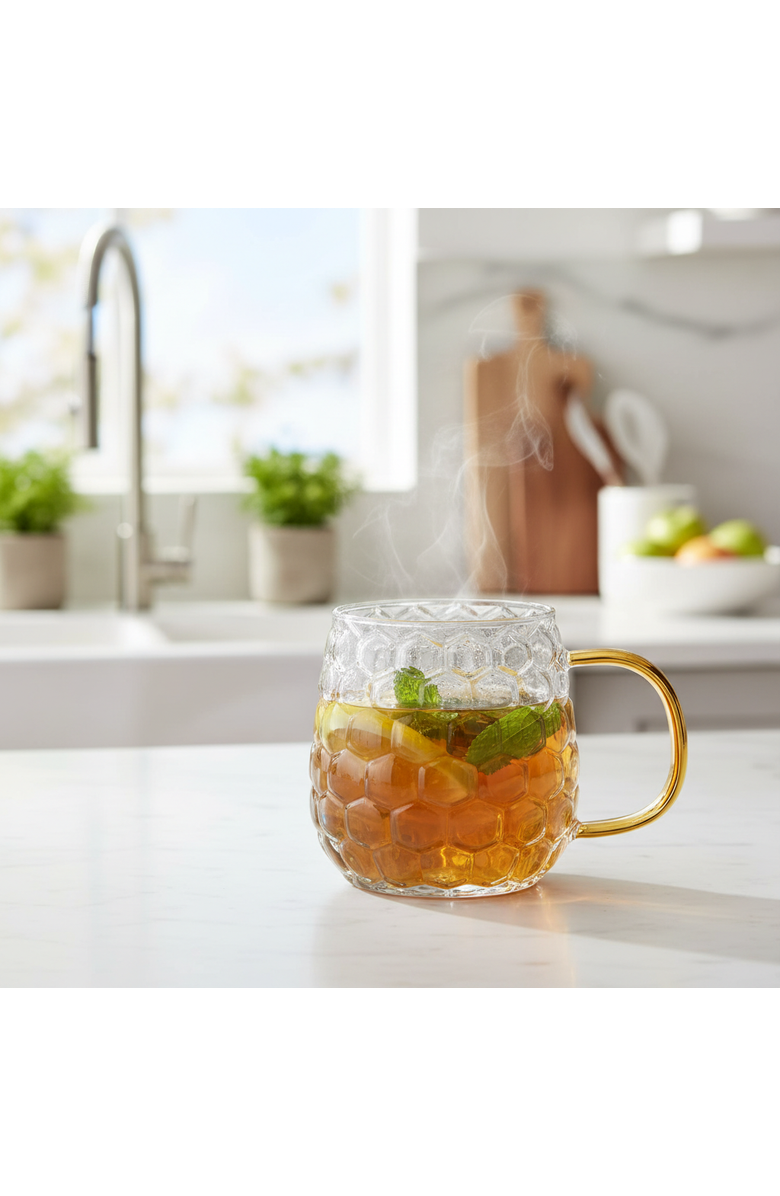 tag Honeycomb Glass Mug Yellow Glass Everyday, Alternate, color, Yellow