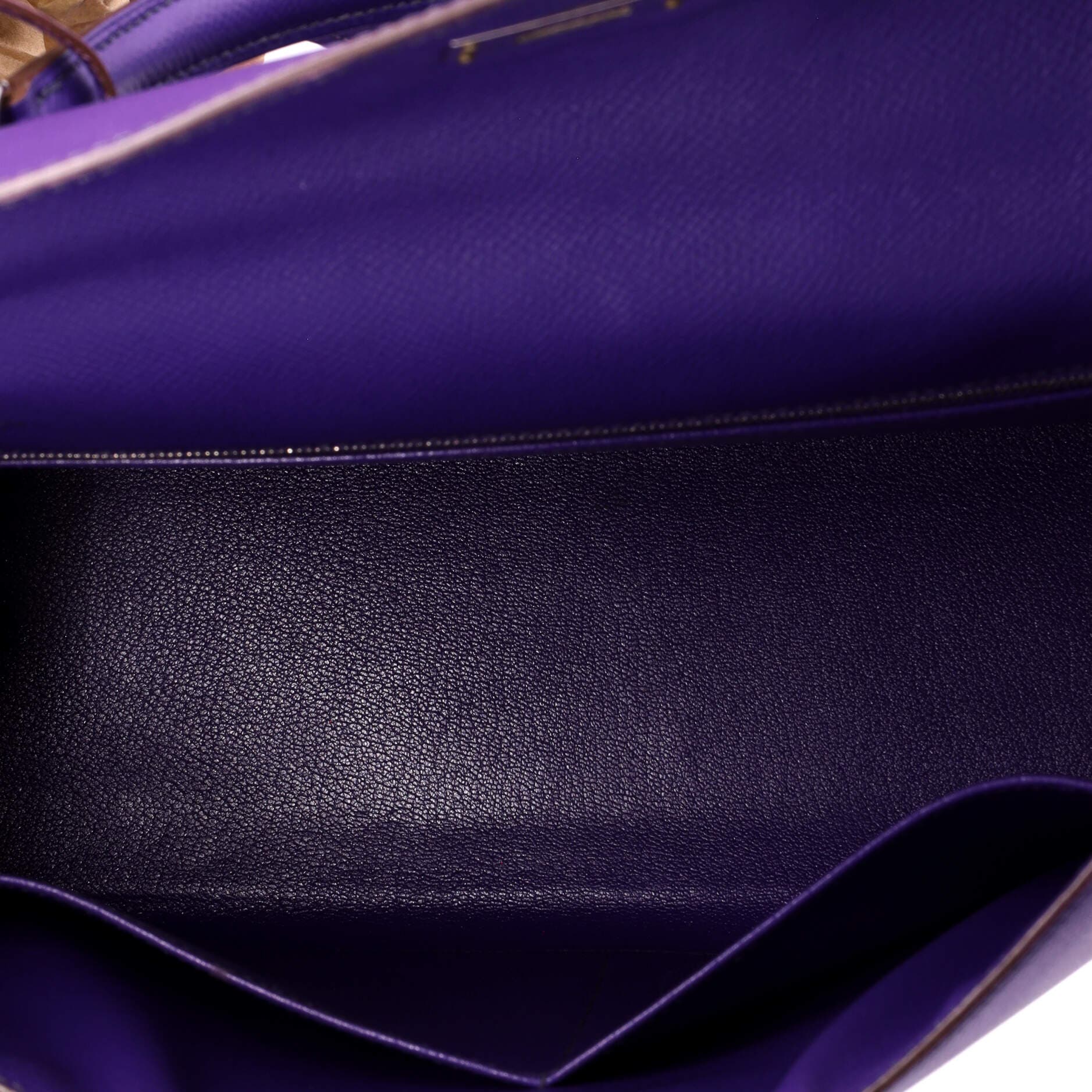 Pre-Owned Hermes Kelly Handbag Purple Epsom with Palladium Hardware 32, Alternate, color, Crocus
