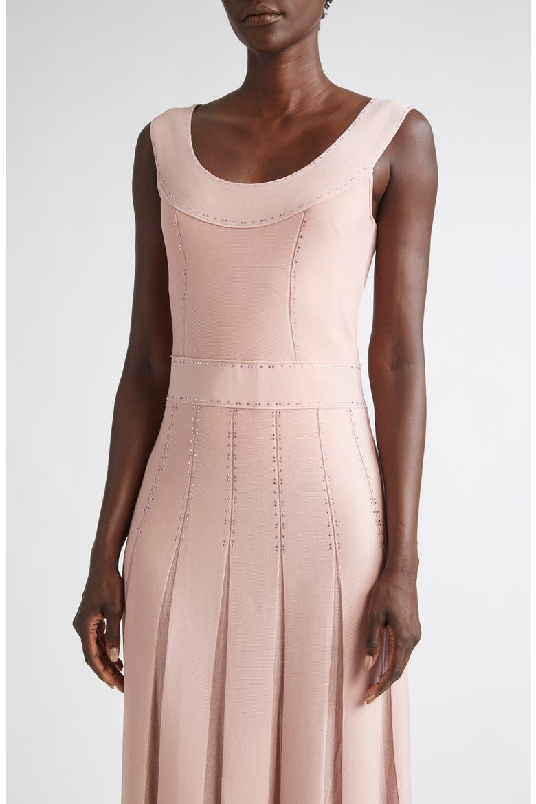 Crystal Embellished Pleated Piqué Gown, Alternate, color, ROSE QUARTZ