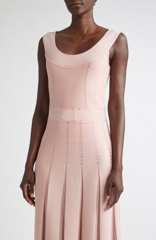 St John St. John Crystal Embellished Pleated Piqué Gown In Pink