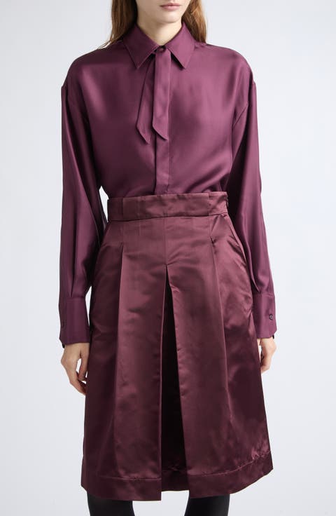 Tie Neck Silk Shirt