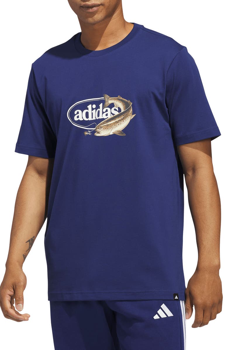 adidas Fish Sportsman Graphic T-Shirt, Main, color, Dark Blue