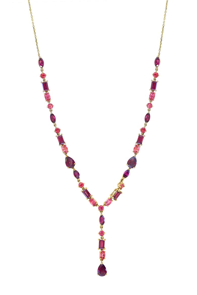 14K Yellow Gold ,Rhodolite,Pink Tourmaline Necklace, Main, color, Hematite and FW Blush Pearl