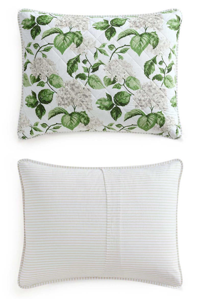 Hydrangea Floral Cotton Percale Quilt & Shams Set, Alternate, color, WHITE/ TAUPE