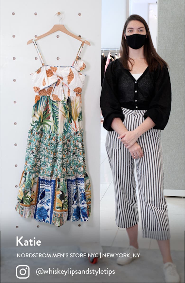 Mixed Prints Bow Sleeveless Midi Dress, sales video thumbnail