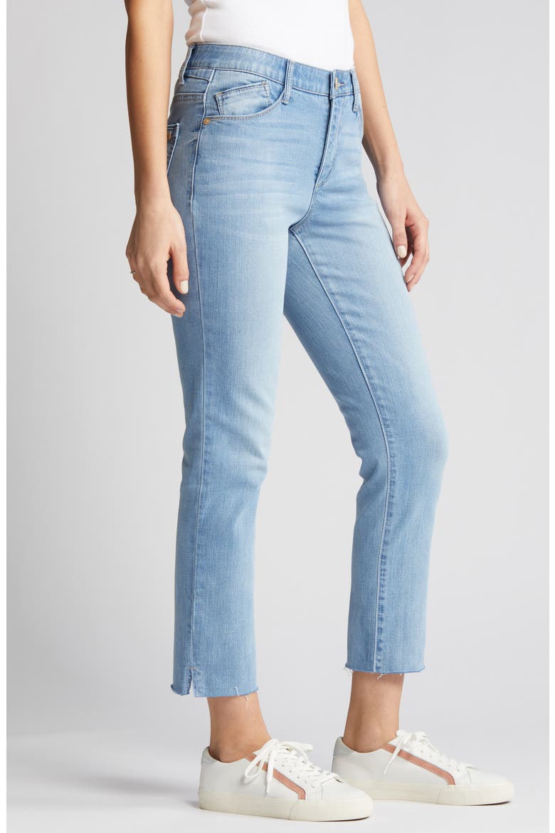 High Waist Raw Hem Skinny Crop Jeans, Alternate, color, LIGHT BLUE