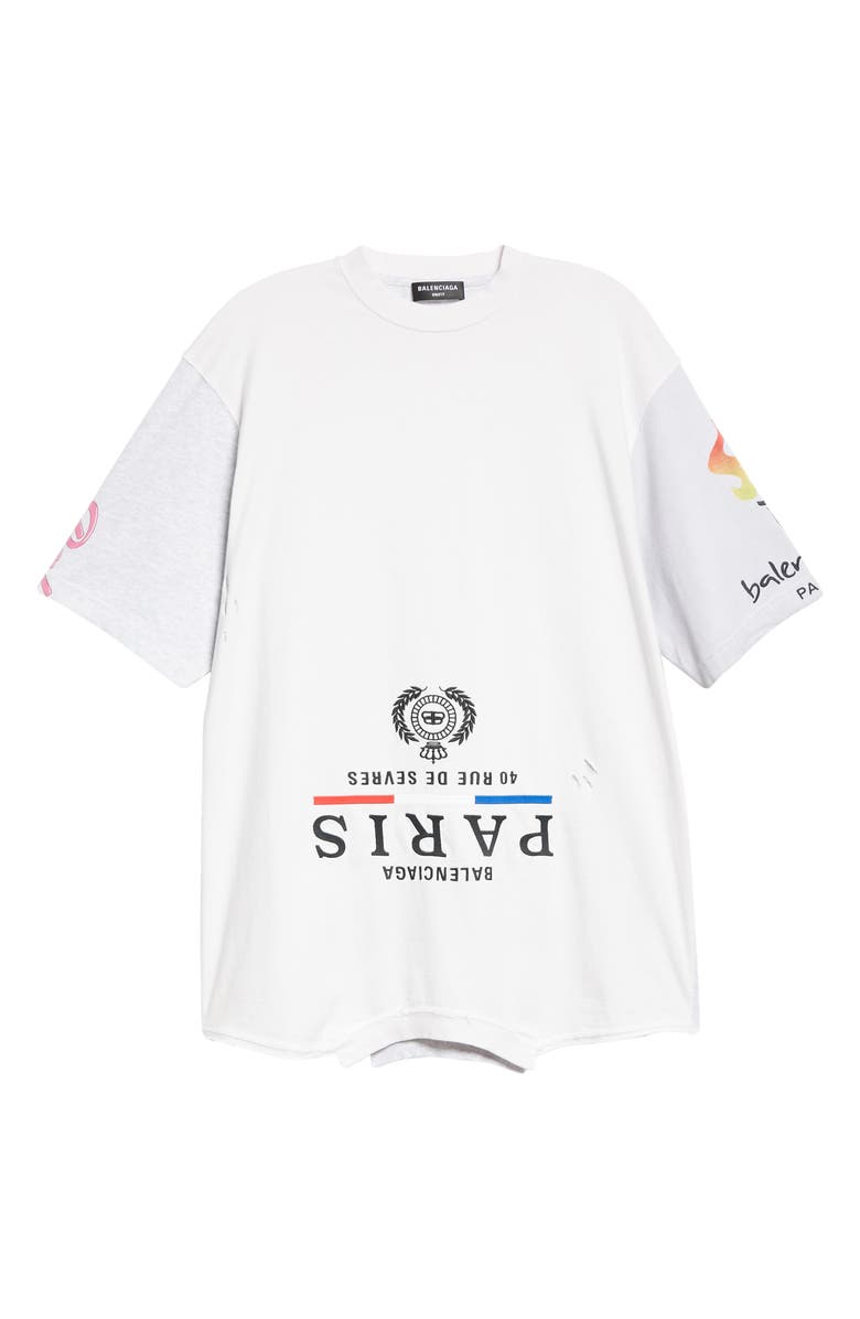 Balenciaga Oversize Embroidered Upside Down Graphic Tee, Alternate, color,