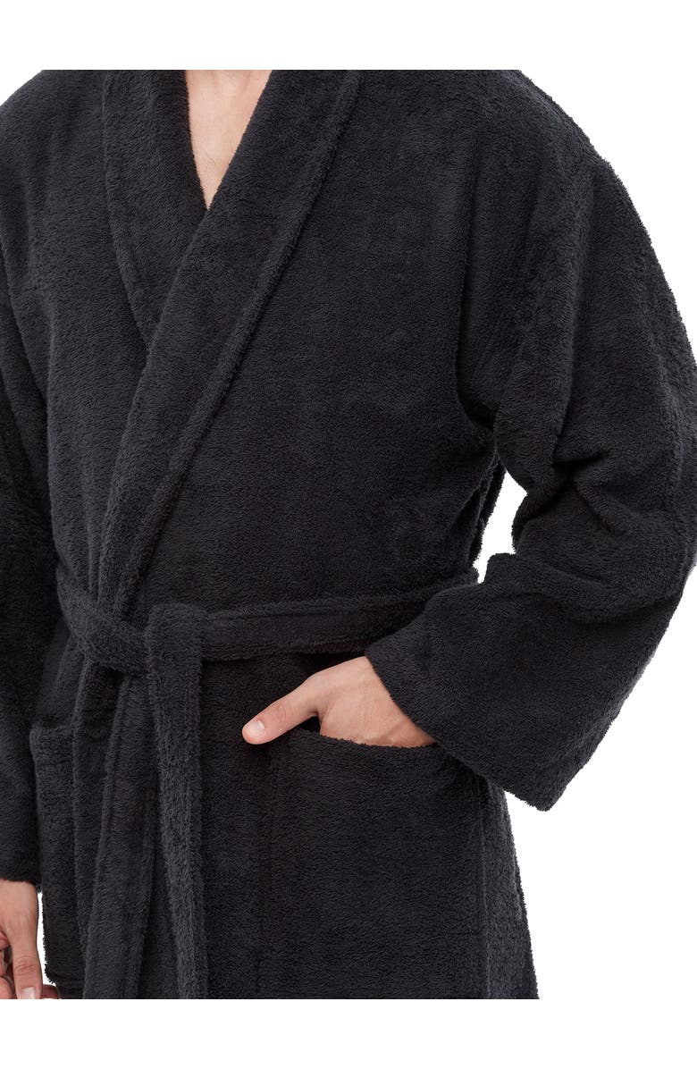 ARUS Shawl Collar Turkish Terry Cotton Bathrobe for Men, Alternate, color, Black