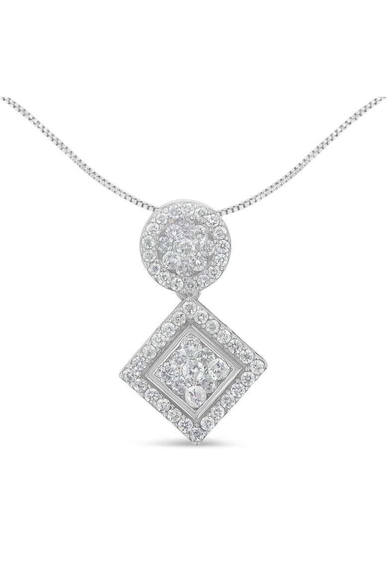 14K White Gold 1 cttw Diamond Pendant Necklace, Main, color, White