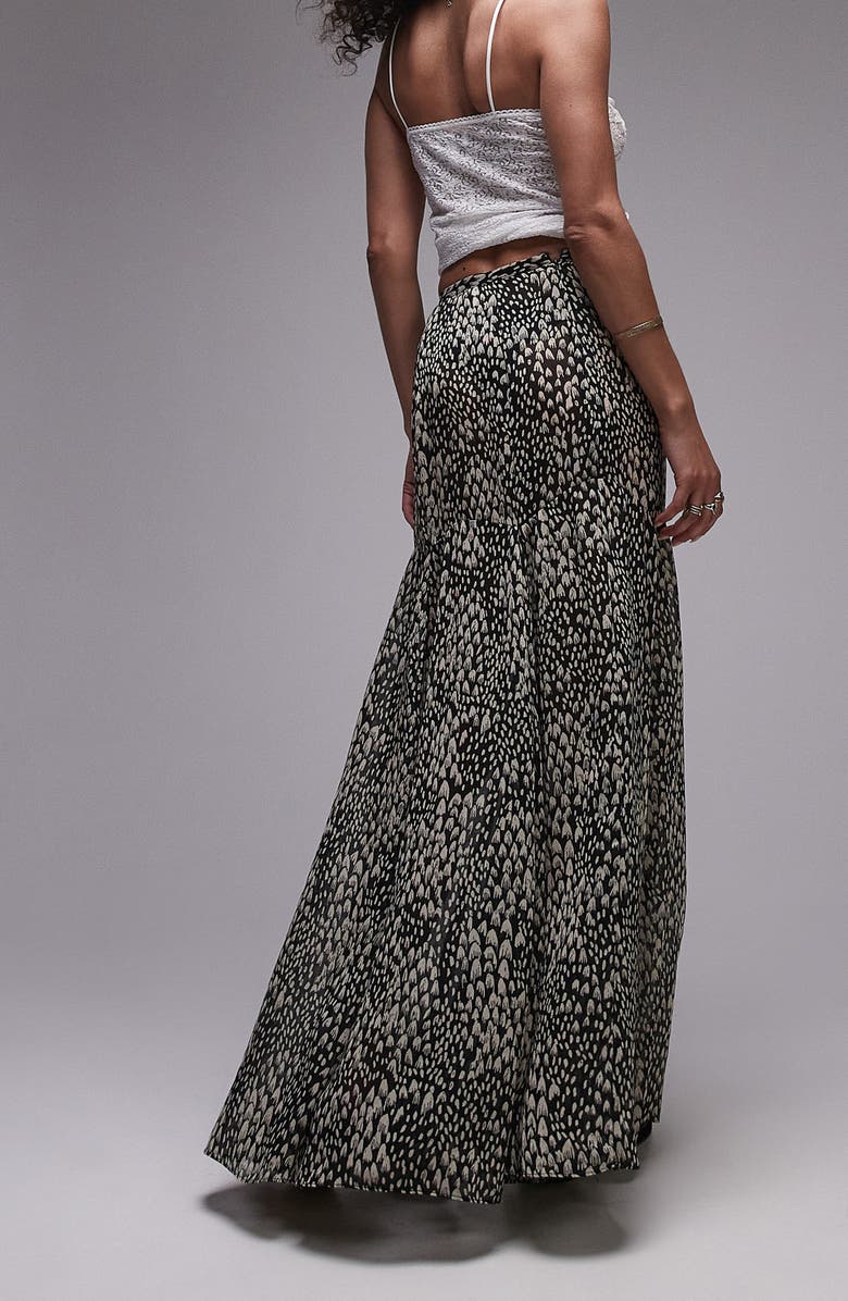 Topshop Printed Godet Semisheer Maxi Skirt, Alternate, color,