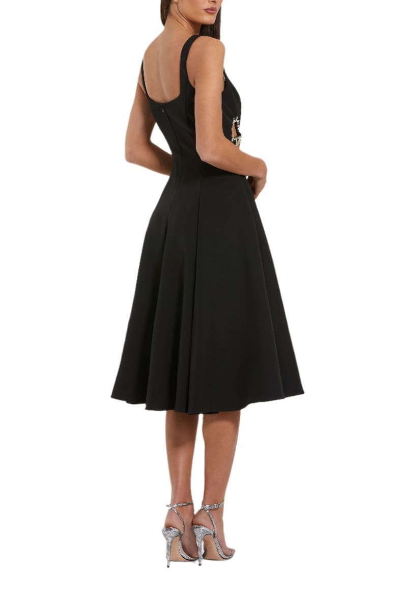 Sleeveless Crepe Rhinestone Cutout Midi Dress, Alternate, color, Black