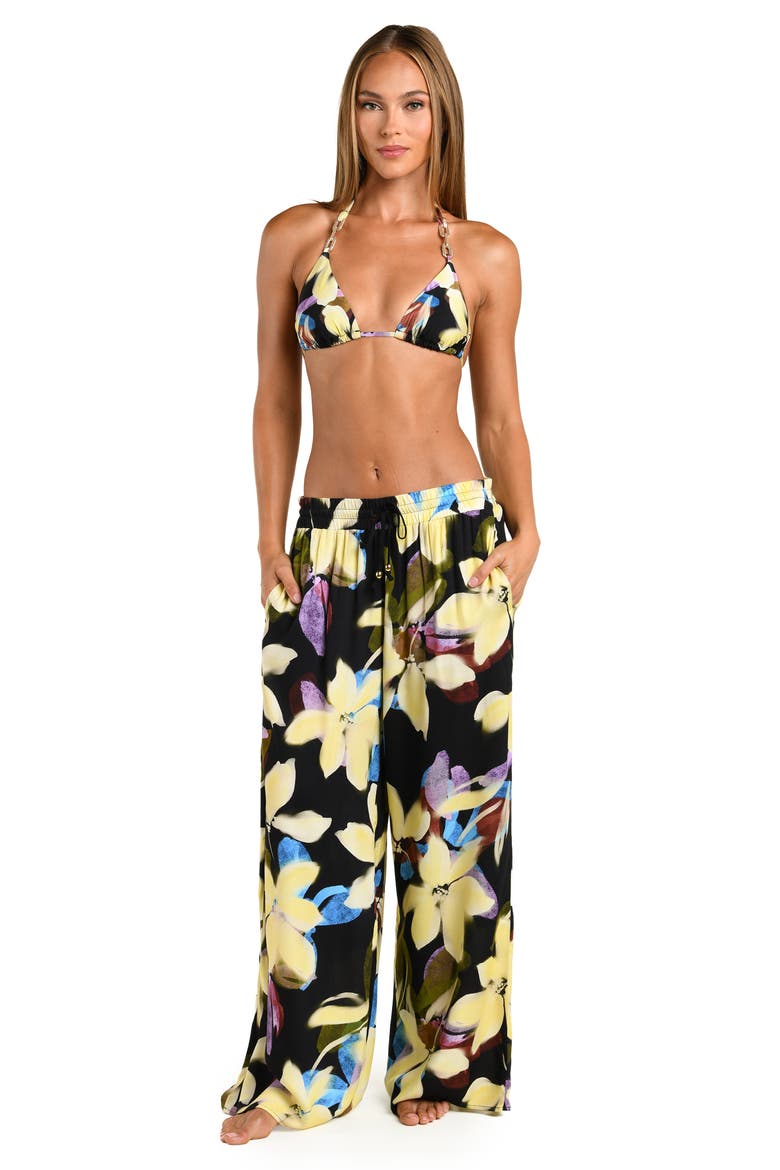 Afterglow Wide Leg Cover-Up Pants, Alternate, color, BLACK MULTI