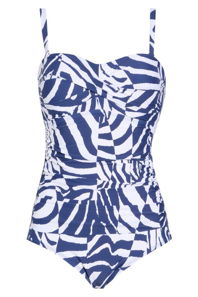 Flora Bandeau One-Piece Swimsuit, Alternate, color, PANTHEON BLUE