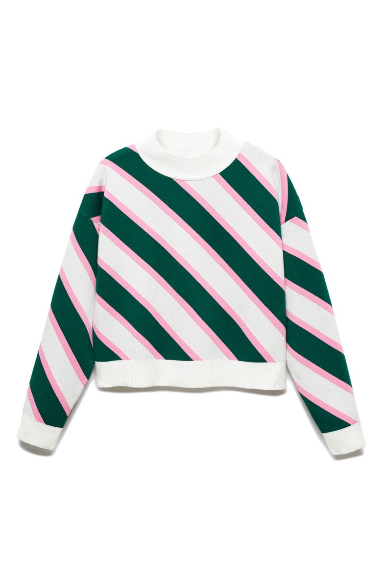 MANGO Diagonal Stripe Mock Neck Sweater, Alternate, color, 