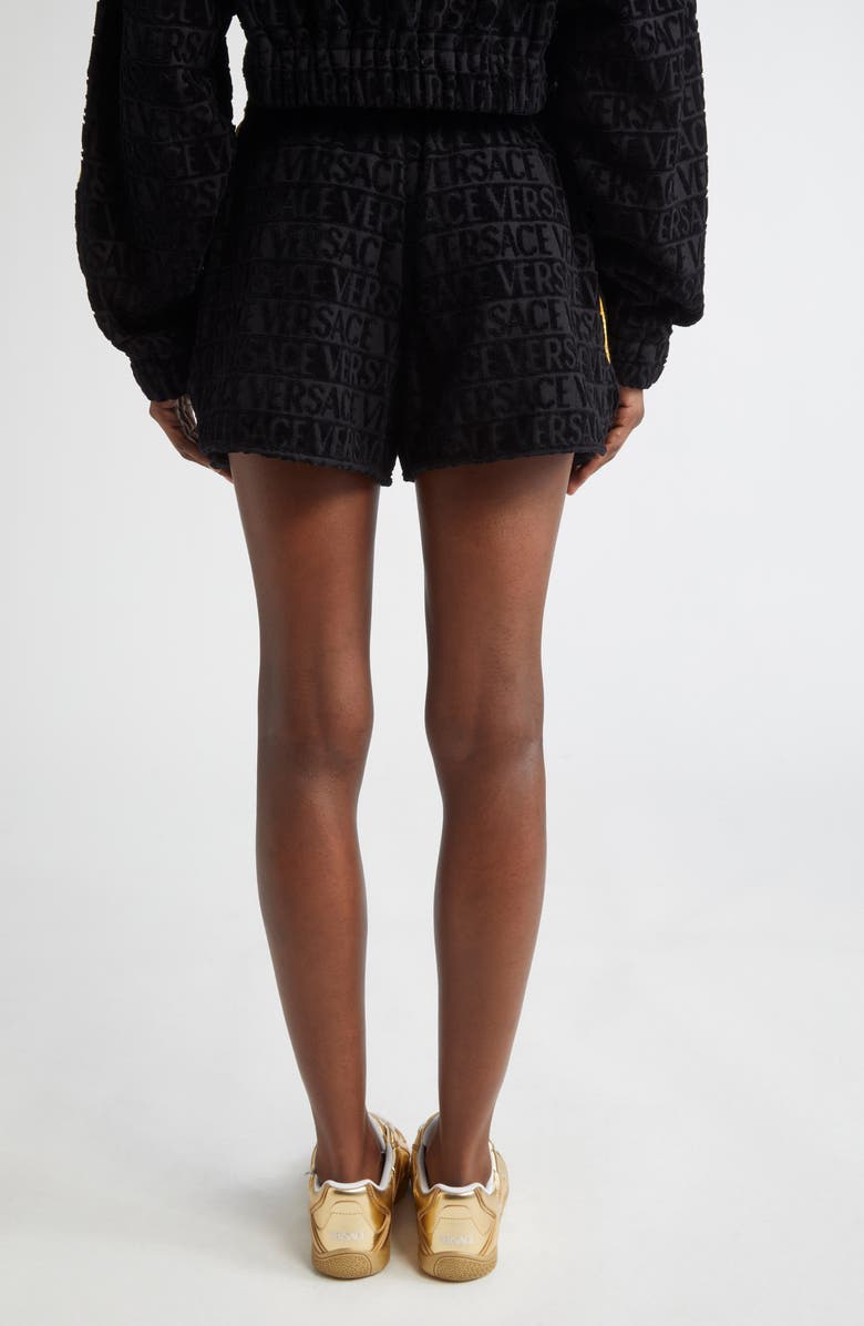 Versace I Heart Baroque Terry Cloth Shorts, Alternate, color, Black-Gold