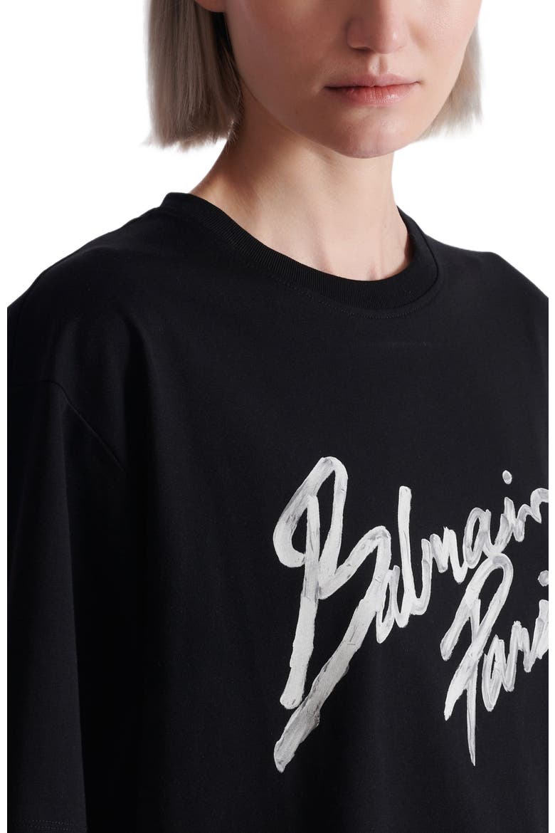 Boxy T-shirt with Balmain Paris Brush print, Alternate, color, black