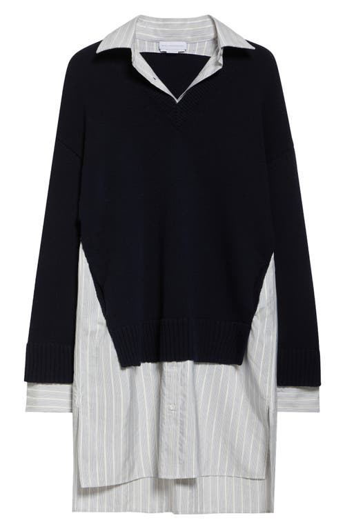 Stella Mccartney Long Sleeve Mixed Media Wool, Silk & Cotton Dress