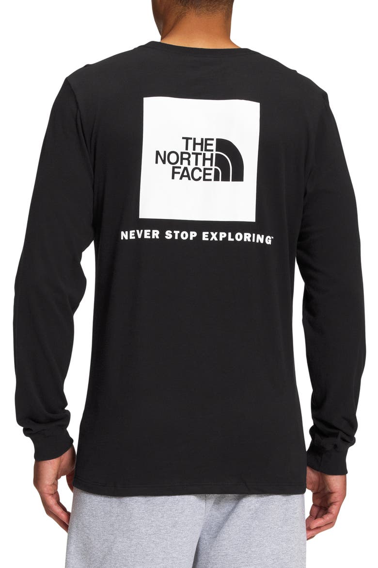 Long Sleeve NSE Box Logo Graphic Tee, Alternate, color, TNF BLACK/ TNF WHITE