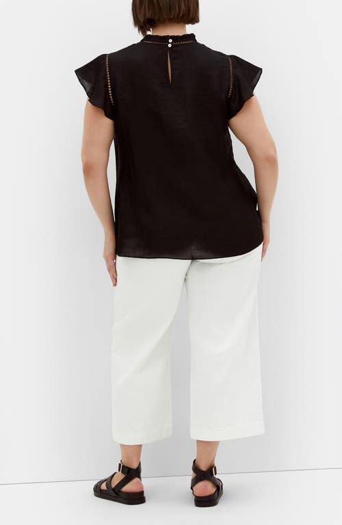 City Chic Lorelai Flutter Sleeve Top In Black
