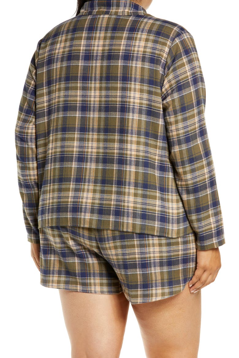 Plaid Flannel Shortie Pajamas, Alternate, color, OLIVE SARMA HEIDI PLAID