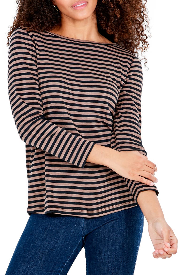 Stripe Cotton & Modal T-Shirt, Main, color, BROWN MULTI