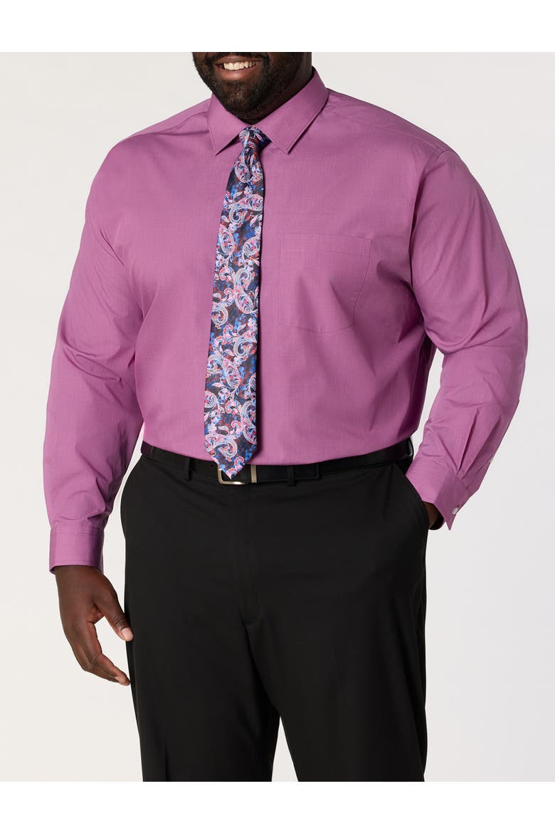 Big & Tall Performance Heather Dress Shirt, Alternate, color, MULBERRY HEATHER