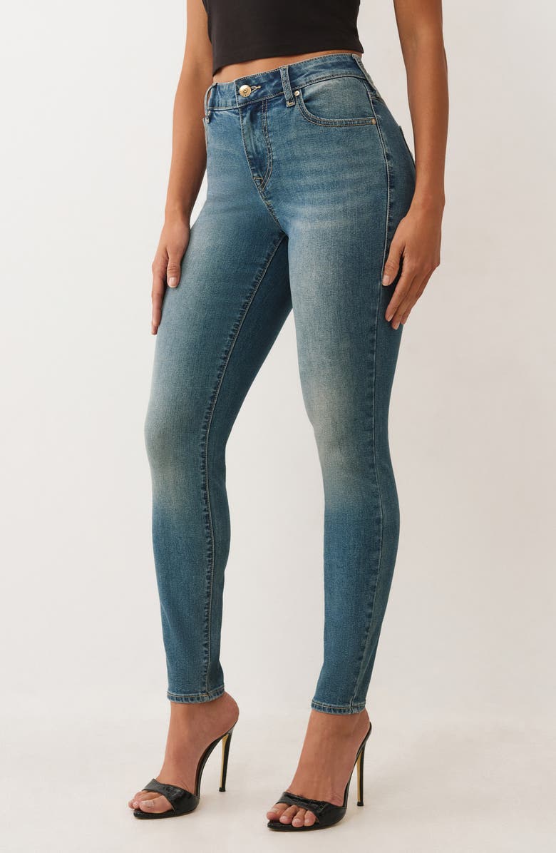 True Religion Jennie Crystal Embellished Skinny Jeans, Alternate, color, Light Autumn Walk Wash