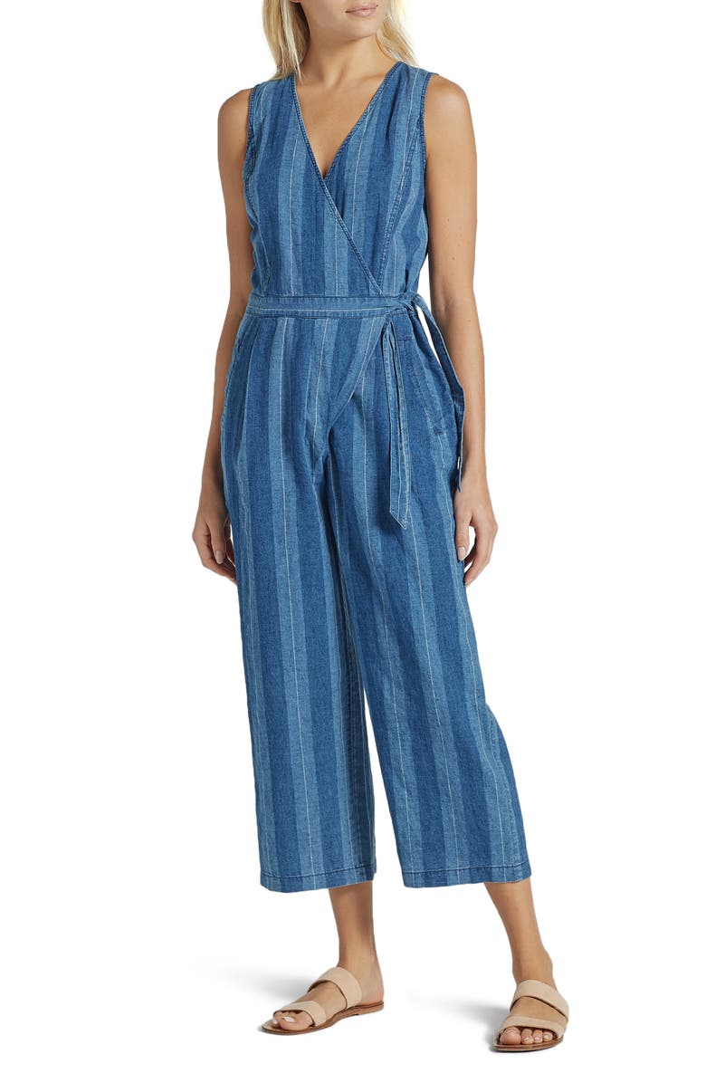 Joie Xenia Stripe Linen & Cotton Wide Leg Crop Jumpsuit, Main, color,