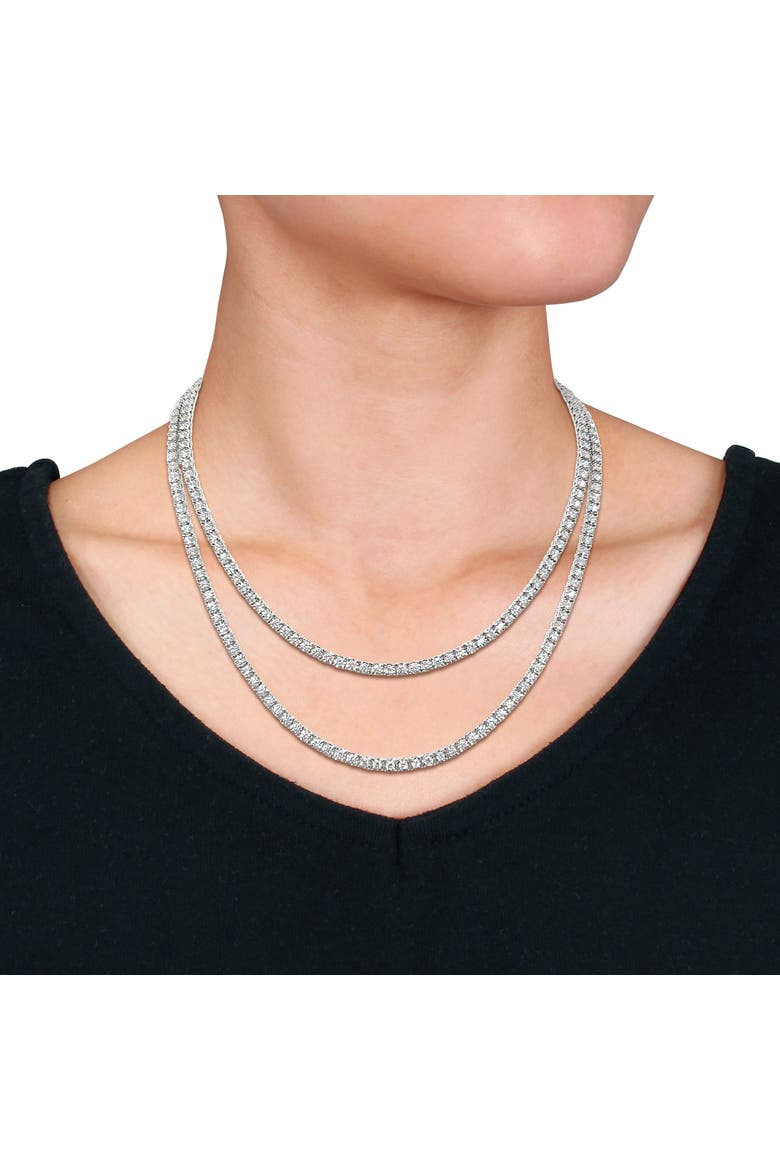 8 7/8ct. t.w. Lab-Grown Diamond Double Strand Necklace 14k, Alternate, color, White Gold