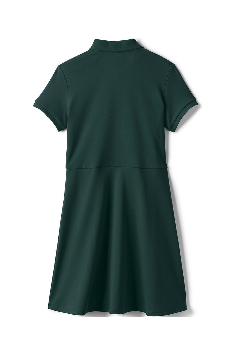 Lands
 End Girls Short Sleeve Interlock Polo Dress, Alternate, color, Evergreen