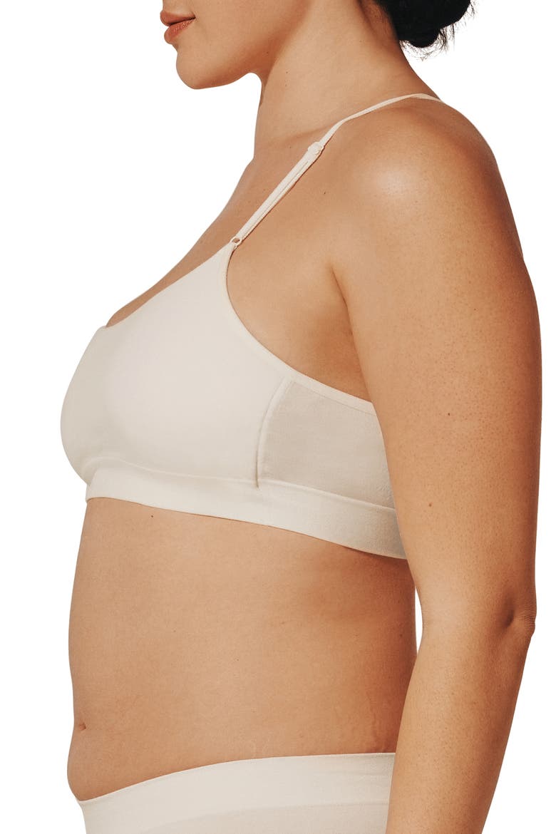 Seamless Stretch Cotton Blend Wireless Bralette, Alternate, color, SEA SALT