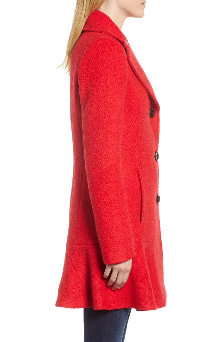 Kensie Notch Lapel Peplum Coat, Alternate, color,