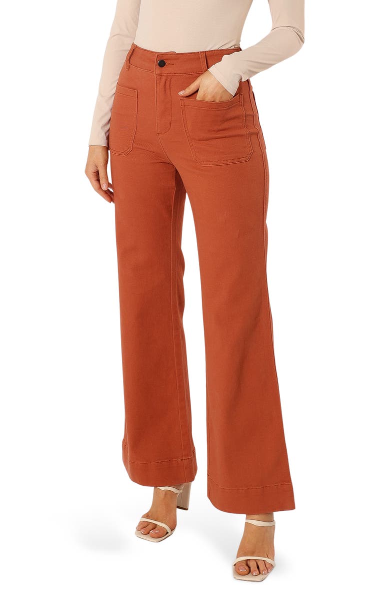 Petal & Pup Nico Patch Pocket Super High Waist Wide Leg Jeans, Alternate, color, Tan