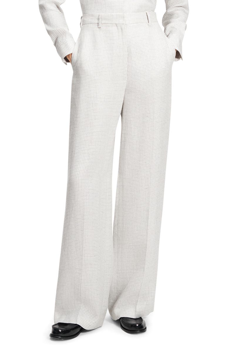 Theory B.Mel Houndstooth Check Linen Blend Pants, Main, color, Platinum Multi