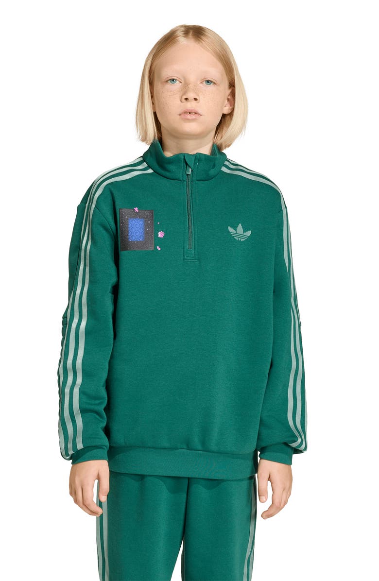 adidas Originals Kids' Minecraft Half Zip Sweatshirt, Alternate, color, Collegiate Green