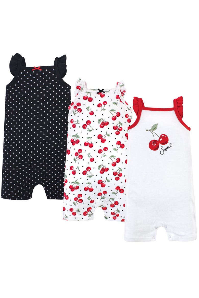 Essential Cotton Rompers, Main, color, Cherries